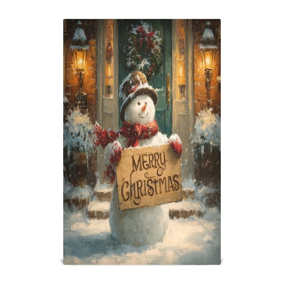 Wobogo Cute Snowman Kitchen Towel 1 Piece Large Cotton Dishcloth Premium Absorbency Set with Hanging Loop