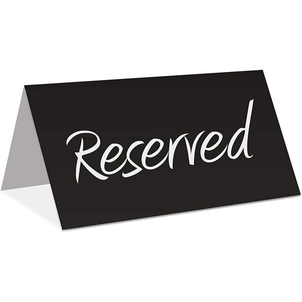 Reserved Table Cards Black & White Wedding Party Table Tent Cards