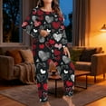 thumbnail image 4 of Lovzfmll Pajama Set for Women, Big & Tall Valentine's Print Set, Long Sleeve Lounge Top and Pants, Cozy Sleepwear Black, 3XL, 4 of 7