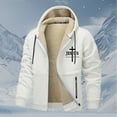 thumbnail image 2 of Mens Jesus Hoodies Christian Fleece Lined Zip Up Cross Thick Heavyweight Jackets Winter Warm White XXXL, 2 of 4