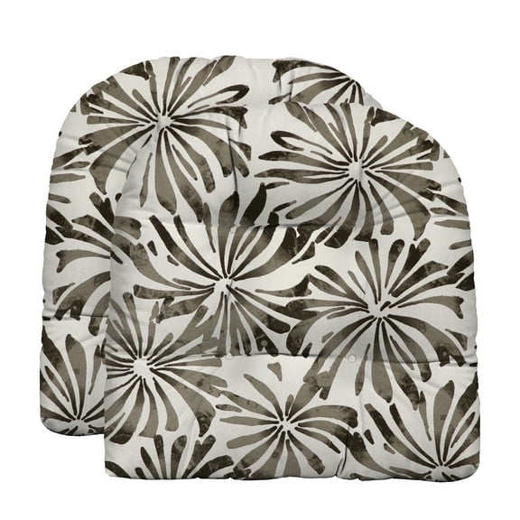 RSH Décor Indoor Outdoor Set of 2 U-Shape Wicker Tufted Seat Cushions Patio, Large, Aria Matte Grey