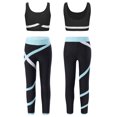 thumbnail image 5 of LiiYii Girls 2 Piece Sport Outfit Kids Tank Top Bra with Athletic Leggings Skating Gym Pants Set Black&Light Blue 10, 5 of 6