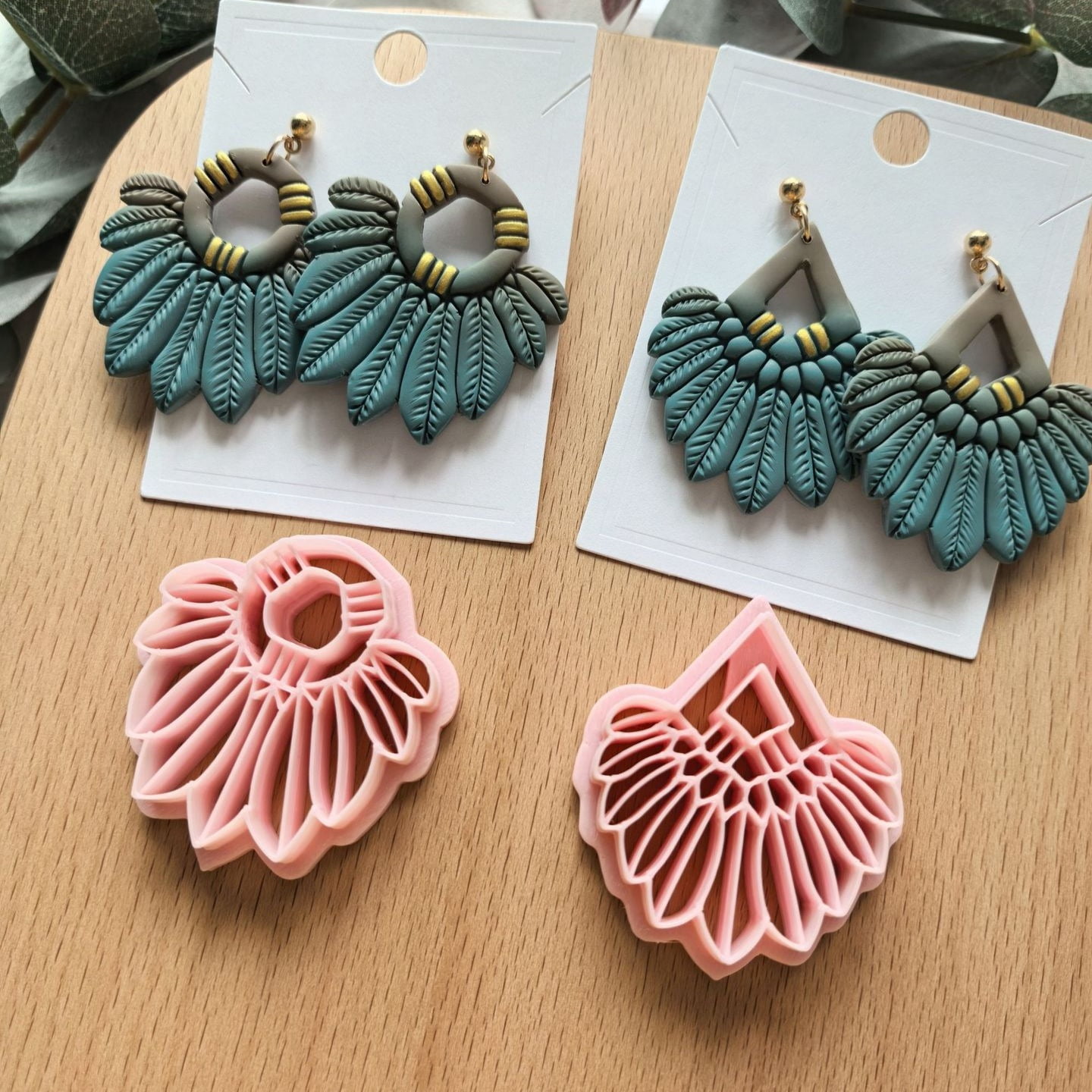 Bohemian style soft clay earring mold-2 pack DIY handmade earring mold