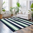 thumbnail image 3 of Area Rugs 2.7'x5', Green Navy Blue Striped Carpet Runner Indoor Outdoor Rugs Home Decor Aesthetic, Chic Abstract Lines Geometric Non Slip Mats Washable Accent Rug for Living Room Bedroom, 3 of 8