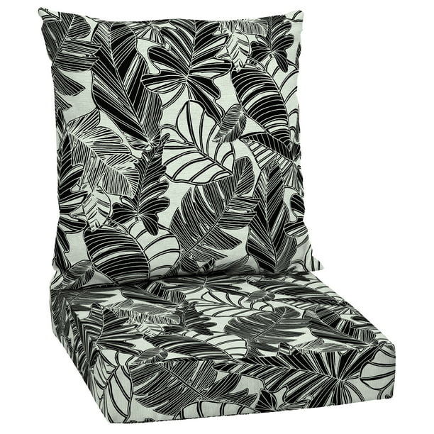 Mainstays Black And White Tropical, Black And White Deep Seat Patio Cushions