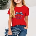 thumbnail image 1 of MKOSPLRT Filles USA Étoiles Rayures Quatrième Juillet T-Shirts Manches Courtes Col Rond T-Shirts Patriotiques Mignons T-Shirts Graphiques de la Fête de l'Indépendance pour 2-13 Ans, 1 of 4