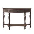 thumbnail image 5 of HAIXIAO Wood Half Moon Console Table With Drawer And Shelf, Vintage Curved Entryway Table For Hallway And Living Room,Deep Rustic Brown, 5 of 6