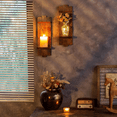 thumbnail image 3 of Sziqiqi Set of 2 Brown Wooden Wall Candle Sconces - Gothic Distressed Candle Holders Shelf for Pillar Candles & Tealights, French Country Wall Decor (15.75x5.1in), 3 of 8