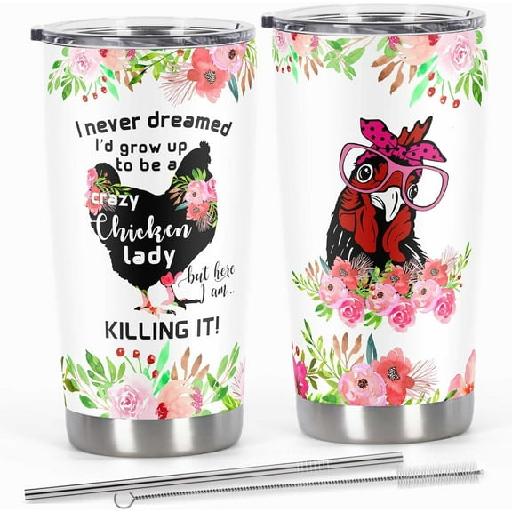 Crazy Chicken Lady Gift, Chicken Gift For Chicken Mama Chicken Lover Chicken Owner Chicken Lady, 20 Oz Chicken Tumbler