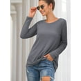 thumbnail image 4 of AXSAY Womens portability Casual Blouse Loose Long Sleeve Twist Knot T Shirts Round neck Knit Tops (M, Dark Grey), 4 of 7