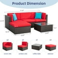 thumbnail image 5 of Walsunny Outdoor Furniture Set,5 Piece Small Patio Conversation Set Wicker Rattan Patio Seating Sofas with Cushion and Tempered Glass Table, Red, 5 of 6