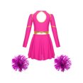 thumbnail image 2 of vastwit Kids Girls Cheer Leader Fancy Dress with Pom Poms Cheerleading Outfits Hot Pink 14, 2 of 5