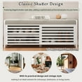 thumbnail image 6 of Shoe Bench, Distressed Shutter Storage Bench with Cushion and Sliding Door, Vintage Acacia Veneer Shoe Cabinet Bench for Living Room, Entryway, 6 of 9