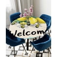 thumbnail image 5 of nqOlkjepod Summer Lemon Round Tablecloth, Fitted Table Cover with Elastic for 36"-44" Round Tables, Spring Bees Turquoise Plaid Table Cloth Outdoor Indoor Dinning Party Waterproof Tablecloths, 5 of 6