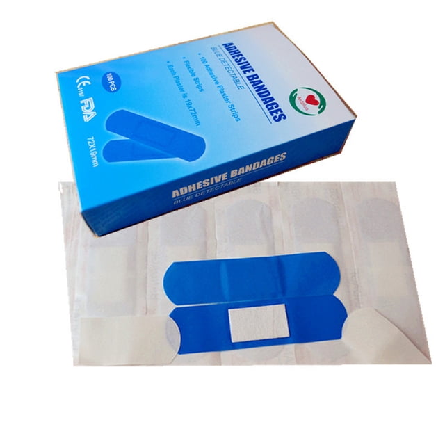 Curitas 100 Uds Likrtyny tirita resistente al agua vendaje detectable de Metal azul