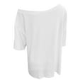 thumbnail image 5 of OSOLU Solid Color Women Summer Casual Off Shoulder T-Shirt Short Sleeve Tshirts Tee Fashionable Loose Fit Tops Cute Dailywear, 5 of 6