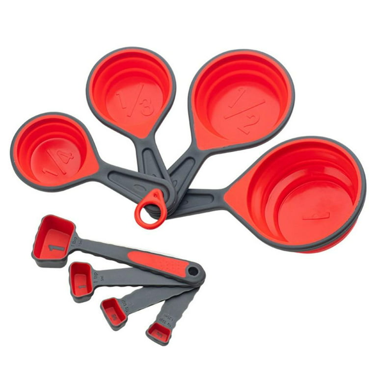 Collapsible Silicone Measuring Cups with 60ml/80ml/125ml/250ml - 4 Piece  Set Kitchen Measuring Tools (4 Colors)