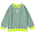 thumbnail image 4 of Xyant Girls Striped Crewneck Sweatshirt Kids Long Sleeve Oversized Fashion Pullover Color Block Tops Fall Winter Clothes (Light Green,3-4 Years), 4 of 4