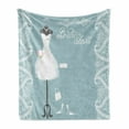 thumbnail image 1 of Bridal Shower Soft Flannel Fleece Blanket, Vintage French Inspired Bride Dress with Floral Frames Desiign Print, Cozy Plush for Indoor and Outdoor Use, 70" x 90", Baby Blue and White, by Ambesonne, 1 of 6