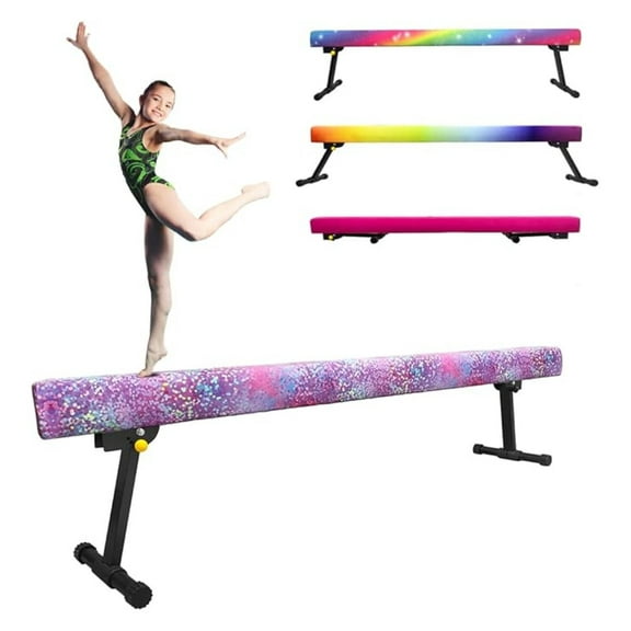 8ft Ultrasimple Adjustable&Foldable Balance Beam,High-Low Floor Beam Suede Gymnastics Equipment,No Tool Require, Gymnastics Beam for Training&Professional HomeTraining
