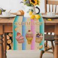 thumbnail image 5 of Table Runner Summer Desserts Table Decoration for Kitchen Dinning Ice Cream Lemon Colorful Stripes Table Decoration for Indoor Outdoor Party Wedding Decor 13x72 Inch, 5 of 7