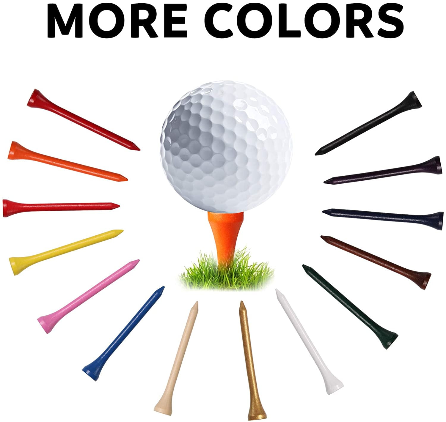 Golf Tees, 3 1/4Inch, 77 Count,Professional Deluxe Wooden Golf Tee, Natural Hard Wood Golf Tee