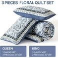 thumbnail image 2 of Queen Size Quilt Sets, Navy Blue Floral Quilt Set Queen 3 Pieces Boho Bedspread Coverlet Set with 2 Pillowcases Soft Lightweight Microfiber Bedding for All Season (96"x90"), 2 of 7