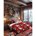 thumbnail image 4 of Christmas Flannel Blanket for Bed,Travel and Camping, Winter Snowman Christmas Tree Snowflakes Red Super Soft Cozy Blanket for All Seasons 40" x 50", 4 of 6