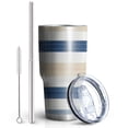 thumbnail image 2 of 30oz Blue Tan and White Tumblers Stainless Steel Tumbler with Lid and Straw,Vacuum Insulated Double Wall Travel Tumbler Cups Mug with Cleaning Brush for Coffee,Tea, 2 of 7