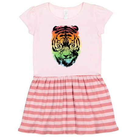 

Inktastic Tiger with Gradient Sunset with Palm Trees Gift Toddler Girl Dress