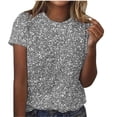 thumbnail image 2 of ALLLIST Womens Tops Summer Short Sleeve Crew Neck T-Shirts Solid Gray Trendy Shirts Womens Clothing, 2 of 4