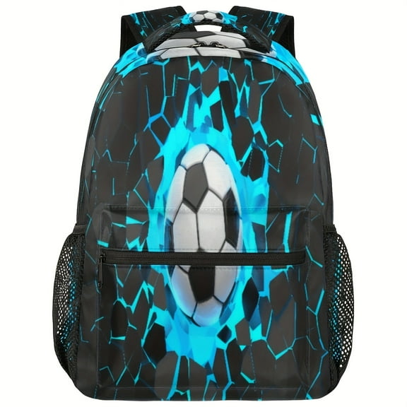 Football theme leisure backpack; large capacity student backpack; sports travel laptop bag.