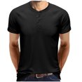 thumbnail image 2 of Nnhblu Men Polyester Short Sleeve Round Neck Button Tshirts Black M, 2 of 5