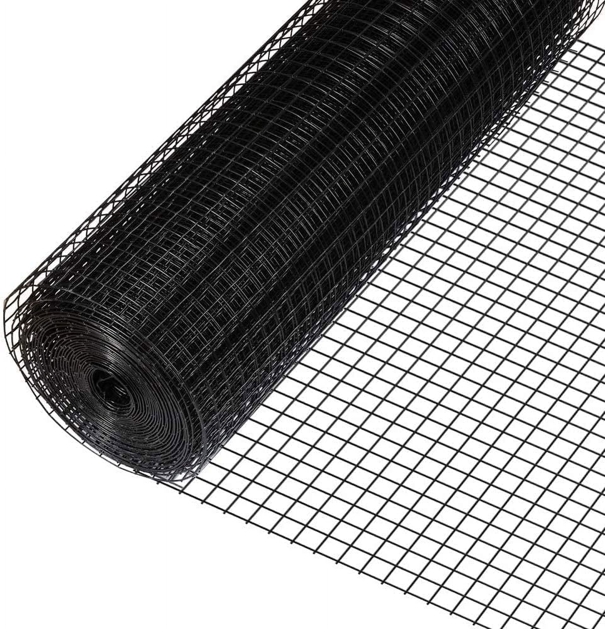 Fencer Wire 16 Gauge Black Vinyl Coated Welded Wire Mesh Size 1 inch by 1 inch for Home and Garden Fence, Protect Chickens Rabbits and Farmed Animals