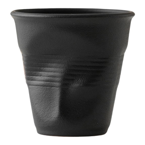 Pitycbo Ceramic Coffee Mug 90ml Creative Pleated Porcelain Drink Mug Milk Cup for Party Black