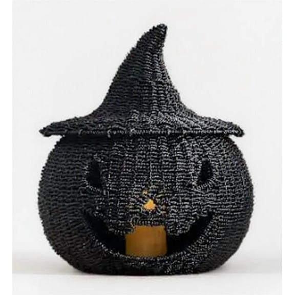 Happy Haunting Seagrass & Metal Pumpkin - 2025 NEW Halloween Pumpkin Decorations for Indoor & Outdoor- Jack-O-Lantern Pumpkins Autumn Fall Decorations for Home