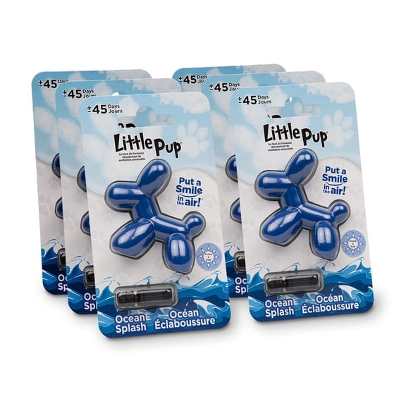 Little Pup 96603-6PK Ocean Splash Scent, Car Air Freshener, Clips to A/C Air Vent, Set of 6