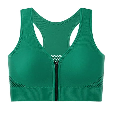 Timegard Sports Bras for Women Front Closure Zipper Racerback Breathable Workout Gym Bras with Support