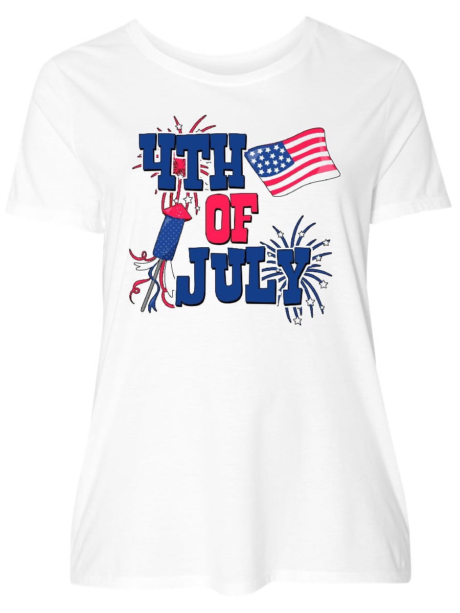 INKtastic - 4th of July with Fireworks American Flag and Rocket Women's ...