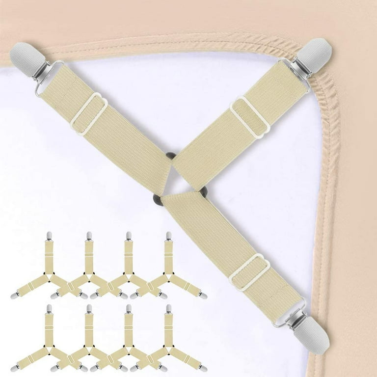 1/ 4 Pcs Bed Sheet Clips Straps Sheet Holder Mattress Clips Adjustable Elastic  Bed Sheet Grippers Straps Suspender Fasteners Holder