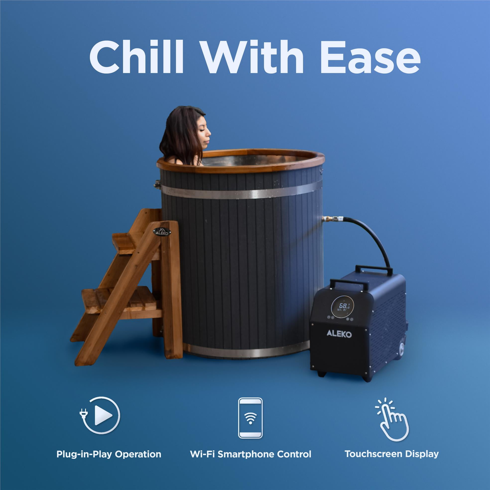 ALEKO Lumina Vertical Cold Plunge and 1 HP Chiller & Heater Kit