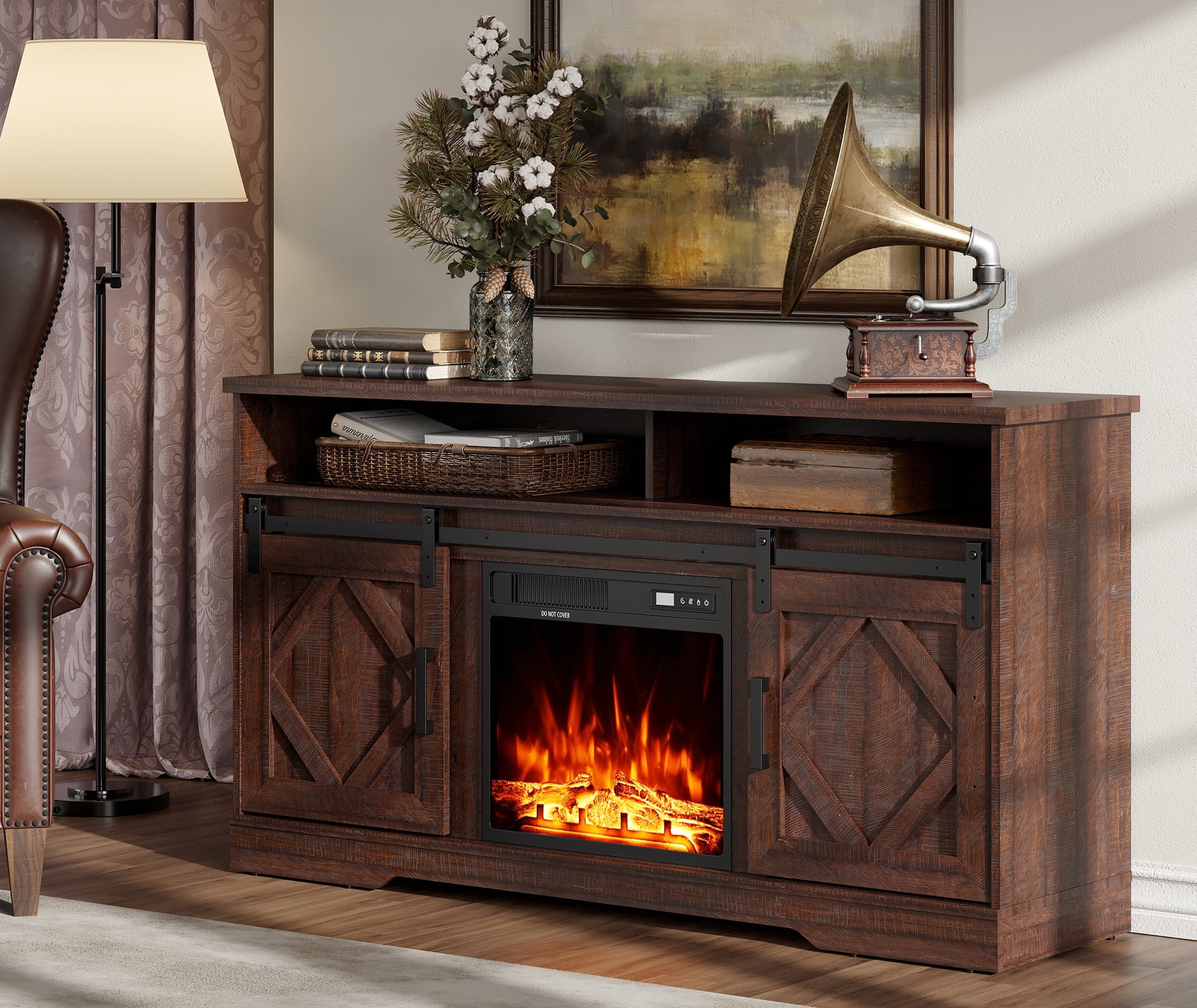 Fireplace TV Stand For TVs Up To 65 Inch Farmhouse Wood Electric Fireplace TV Stand For TVs Up To 65 Inch Farmhouse Wood Electric