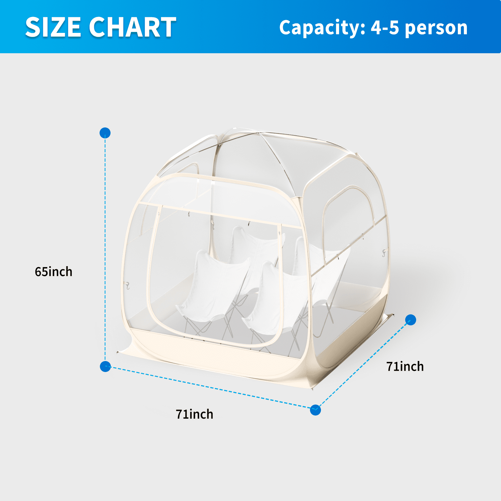 TABU Pop Up Bubble Tent, Sports Tent for 4-5 People, Portable Weatherproof Clear Tent, 6 x 6 ft