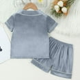 thumbnail image 4 of Kids Boys Silk Pajamas Set Solid Summer Button Down Pajamas Shorts Set Classic Pajamas Set Cute Pajamas For Girls 5T, 4 of 4