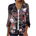 thumbnail image 1 of Cárdigan de botones para mujer, chaqueta estampada, chaqueta de cárdigan con cuello y mangas 3/4, chaqueta de cárdigan informal, cárdigan de algodón de imitación para mujer, 1 of 5