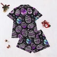 thumbnail image 4 of Tnhcen Women's Easter Pajamas 2 Piece Set, Summer Short Sleeve Button Down Print Sleepwear, Nylon Spandex Silky Comfortable Matching Sleep Shirt & Shorts, 4 of 5