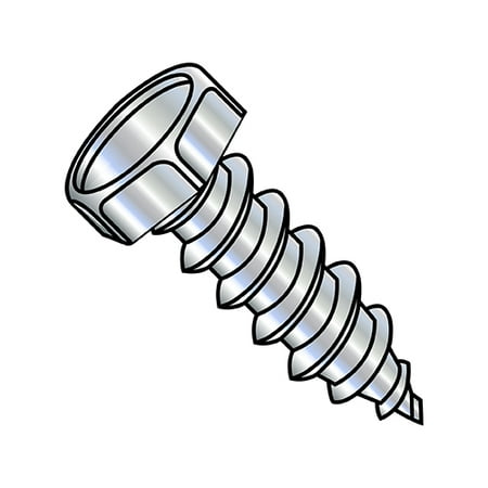 

8-15X1 Indented Hex Head Unslotted Self Tapping Screw Type A Fully Threaded Zinc (Pack Qty 5 000) BC-0816AH
