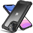 thumbnail image 1 of FYBTO for iPhone 13 Case, [Military Grade Shockproof] [Hard Carbon Fiber Back] [Soft TPU Bumper Frame] Anti-Scratch, Fingerprint Resistant, Protective Phone Case for iPhone 13, 6.1 Inch (Black), 1 of 7