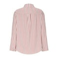 thumbnail image 3 of Clearance Dress Shirts for Women Trendy Long Sleeve Striped Lapel Collar Button Down Tunic Blouses with Side Split (L, Pink), 3 of 7