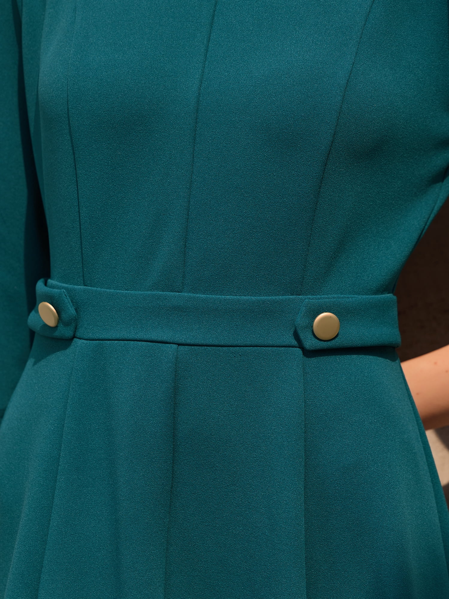 DARING DIVA 3/4 Sleeve A-Line Crew Neck Flare Midi Dress XL Peacock Blue